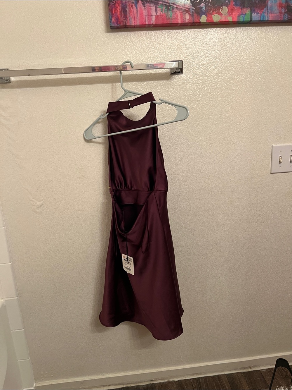 Zara Satin Halter Dress in Plum